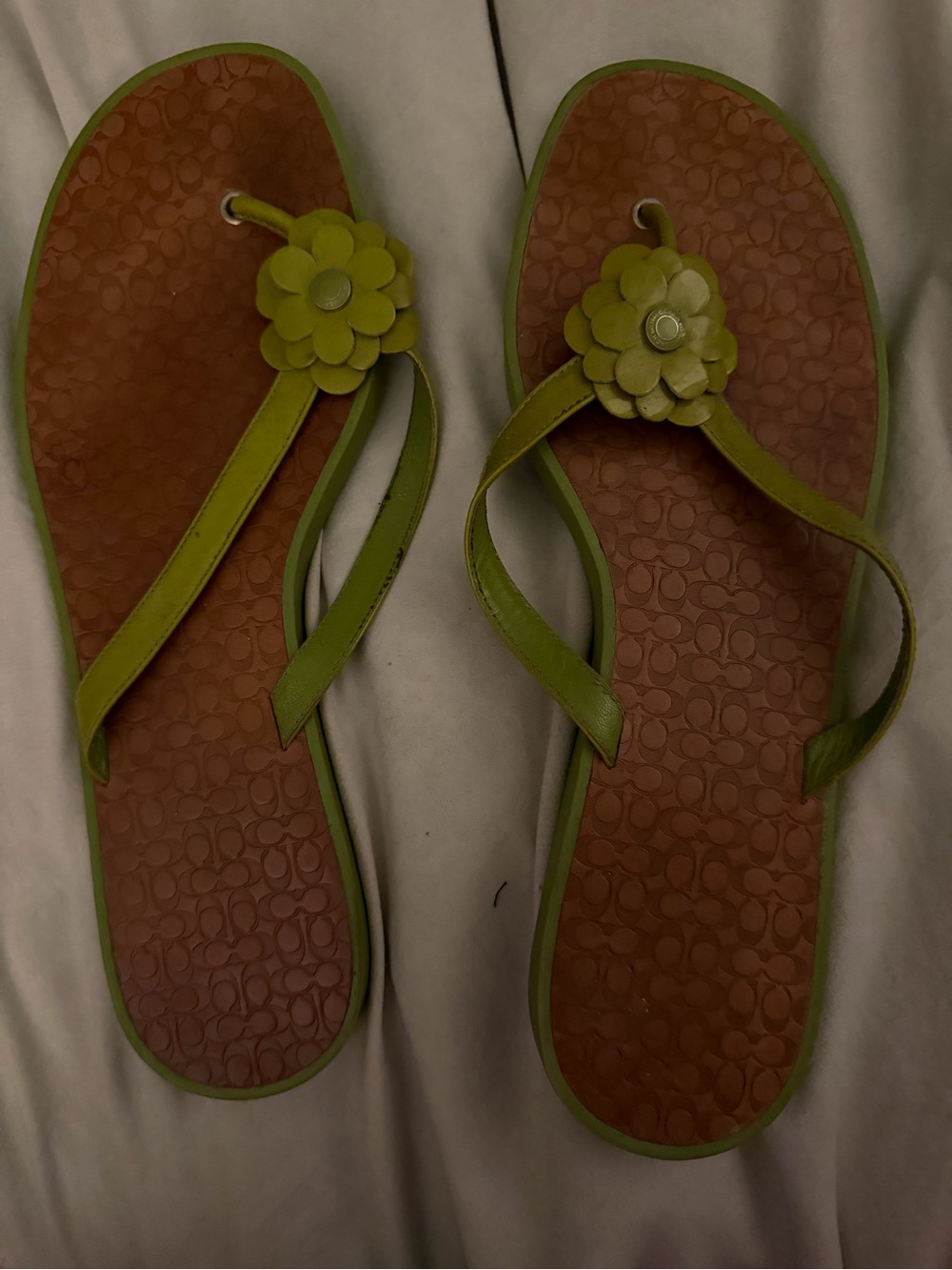 Coach Line Green Floral Sandals - Size 11
